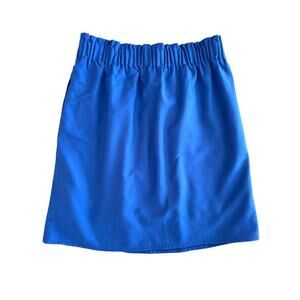 J.Crew Royal Blue Mini Skirt Size 4 Wool Blend Elastic Waist Pull-On Lined